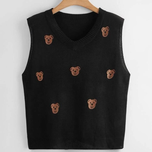 SHEIN Sweaters - ☀️ Embroidery Teddy Bear Pattern Sweater Vest - SHEIN - Size 2XL